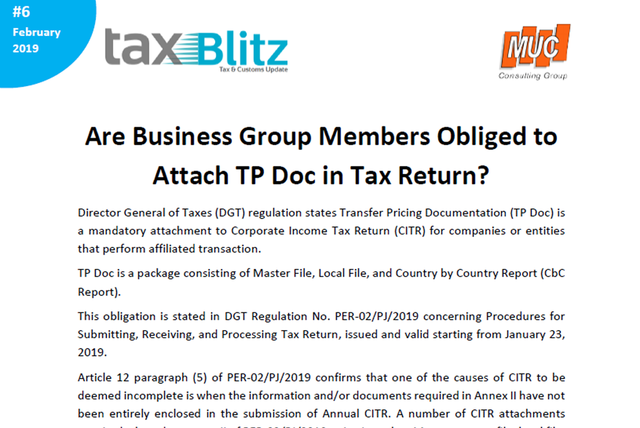 Are Business Group Members Obliged to Attach TP Doc in Tax Return?